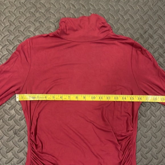White House Black Market Cranberry Red Turtleneck, S, Button detail at wrists - Picture 5 of 7